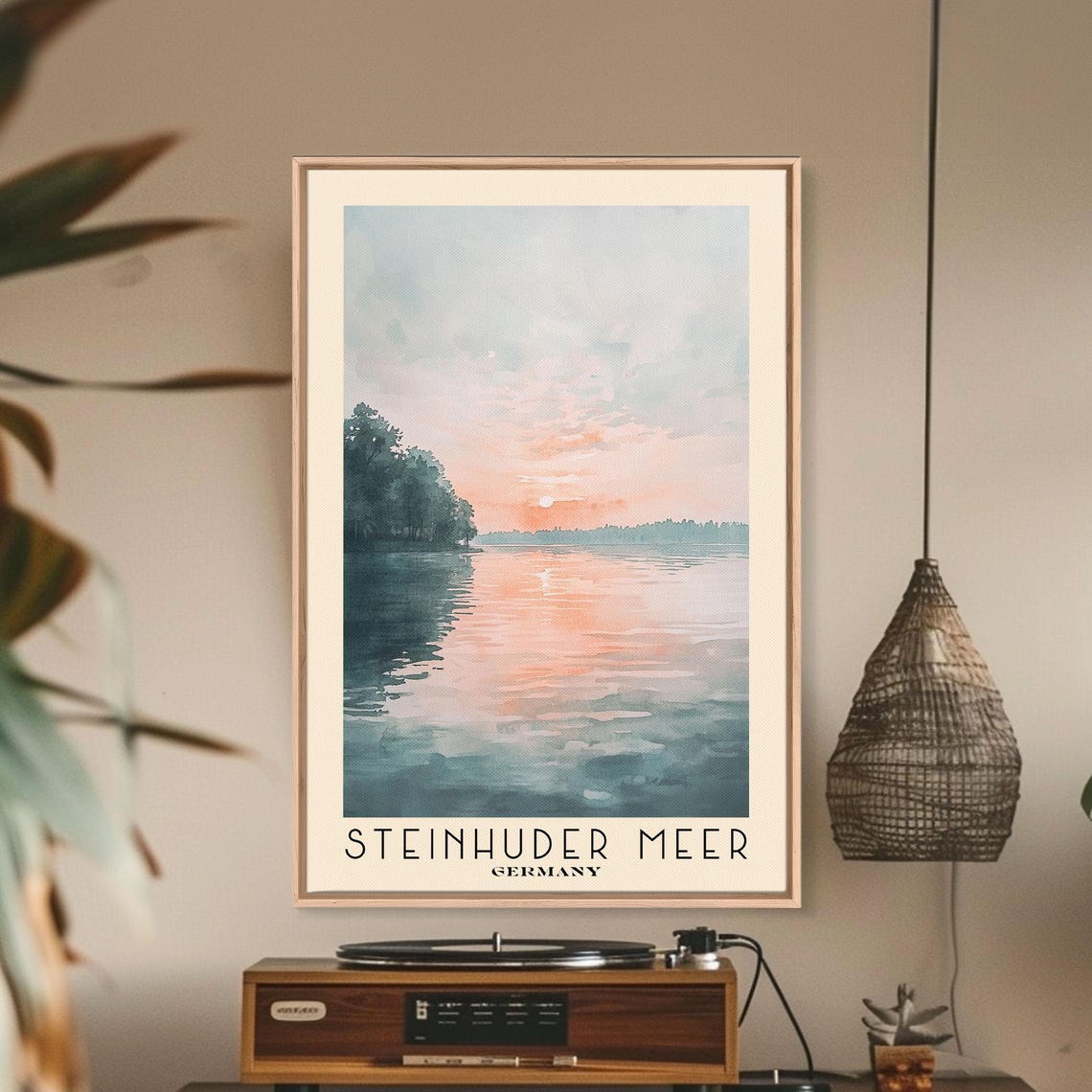 Steinhuder Meer Germany Lake Sunset Pink Water Calm Evening Poster - Image 3