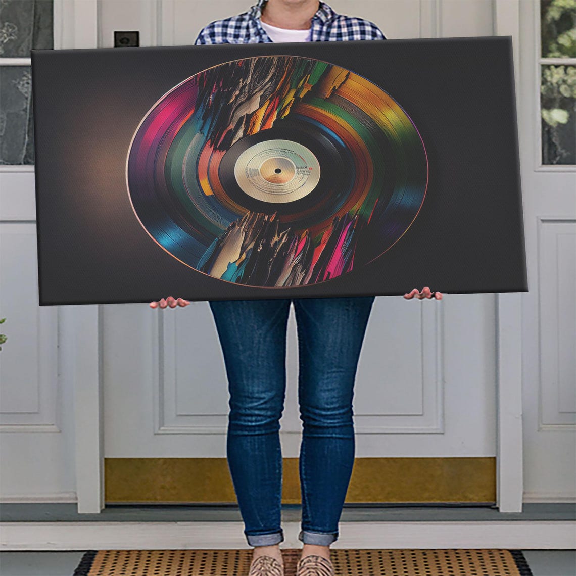 Synthwave Vinyl Record Art Print Framed Wall Art Interior Design Musical Wall Art Music Room Decor - Image 4
