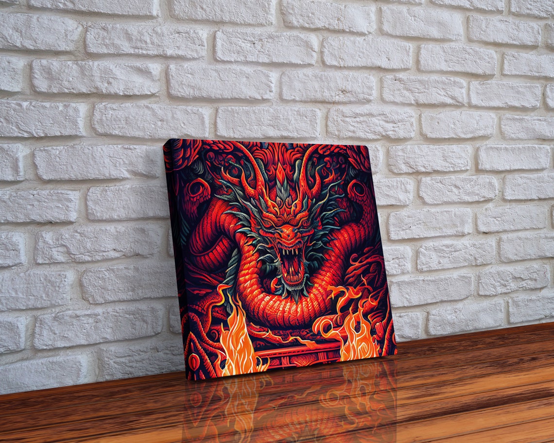 Crimson Chinese Dragon Head Fire Flames Oriental Fantasy Poster - Image 5