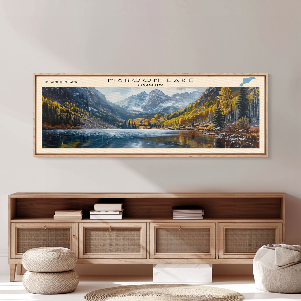 Maroon Lake Colorado Maroon Bells Golden Aspen Mirror Lake Art Poster - Image 4