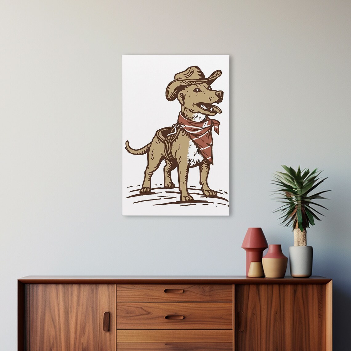 Cowboy Dog Vintage Style Puppy Hat Bandana Western Pet Wall Poster - Image 6