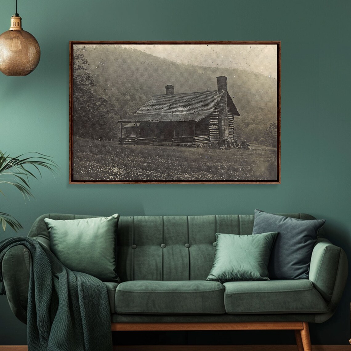 Vintage Log Cabin Pine Forest Black White Rustic Photo Poster - Image 3