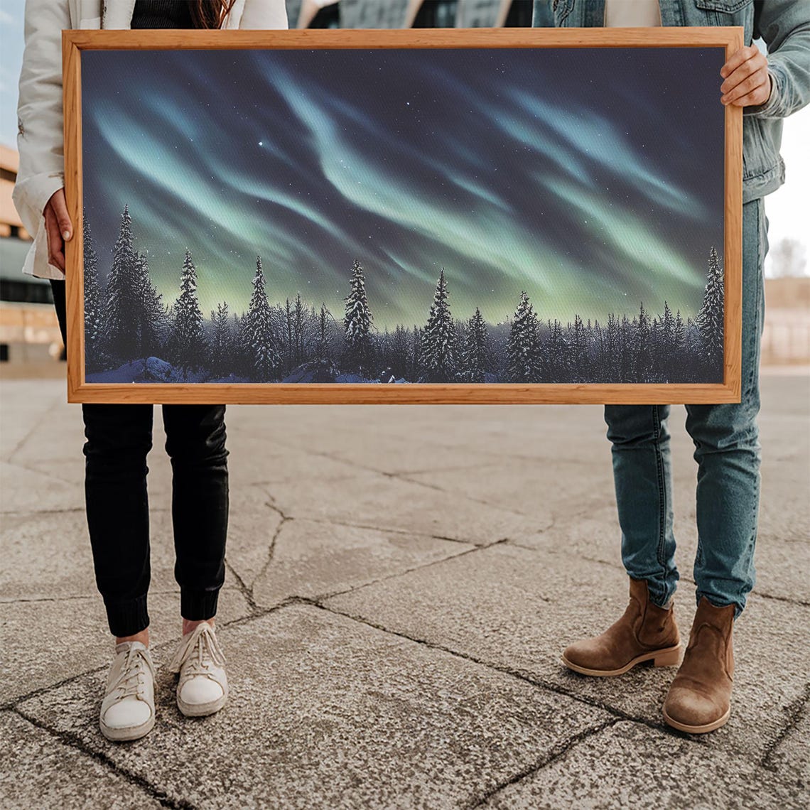 Aurora Borealis Northern Lights Snowy Pine Forest Night Sky Poster - Image 5