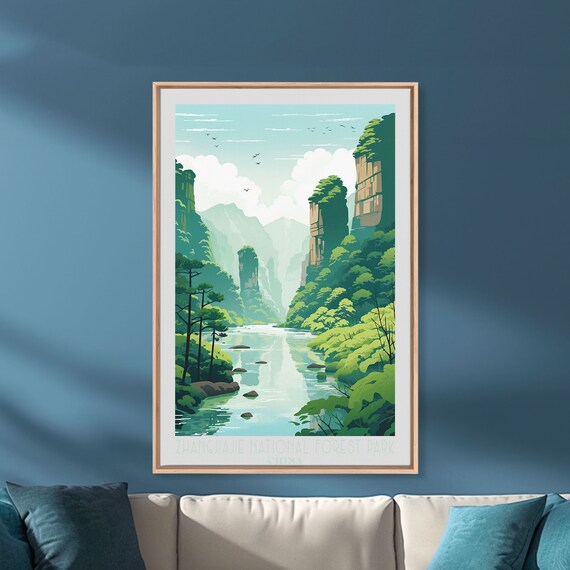 Zhangjiajie National Forest Park China Art Framed Print Travel Poster Original Wall Art Home Decor Gift For Travel Lover