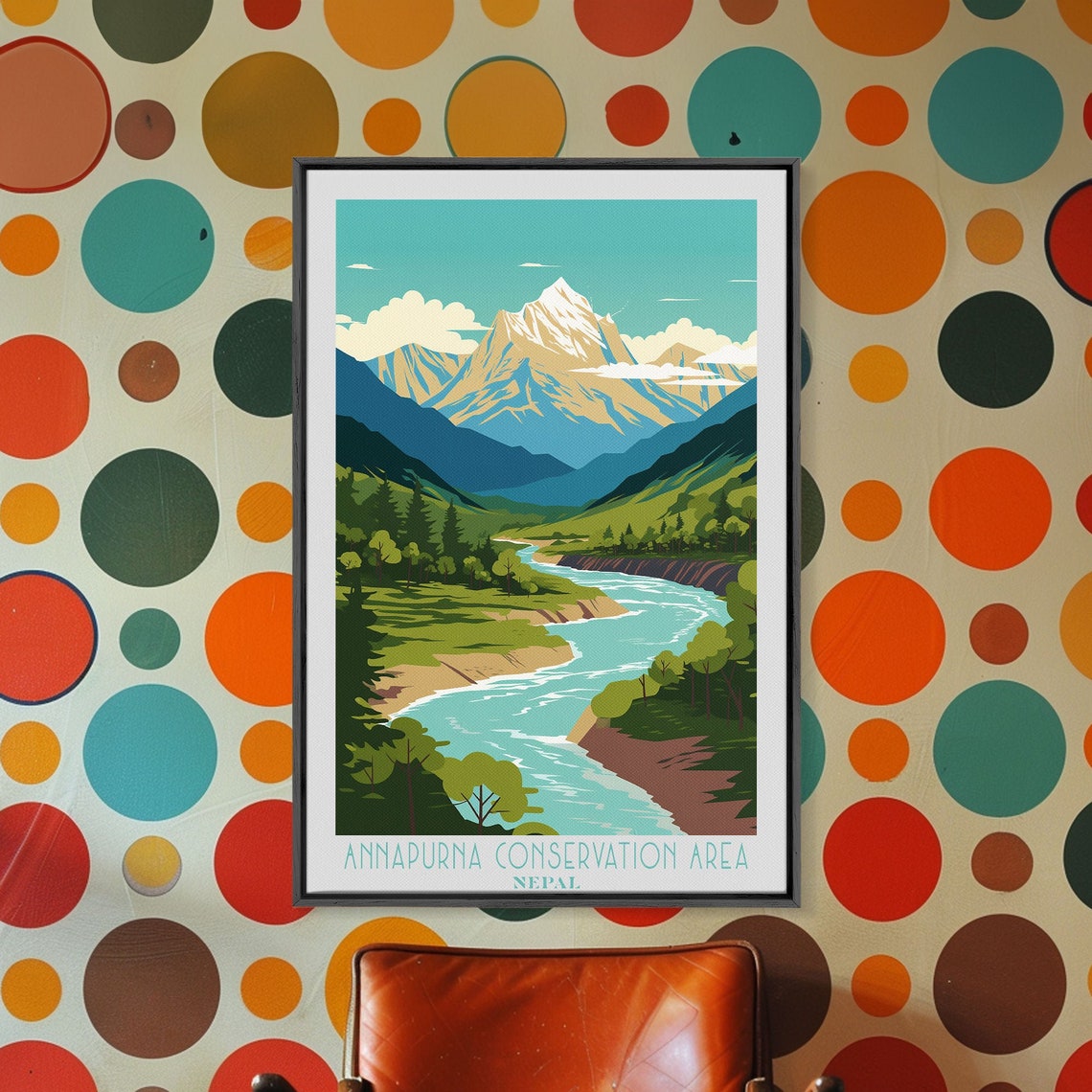 Annapurna Conservation Area Nepal Snowy Peak River Valley Poster - Image 6