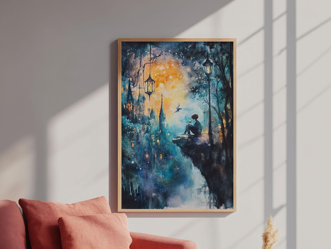 Magical Nightscape Framed Print Whimsical Fantasy Art Moody Wall Art Gift Idea Living Room Decor Dark Romantic Artwork - Image 4