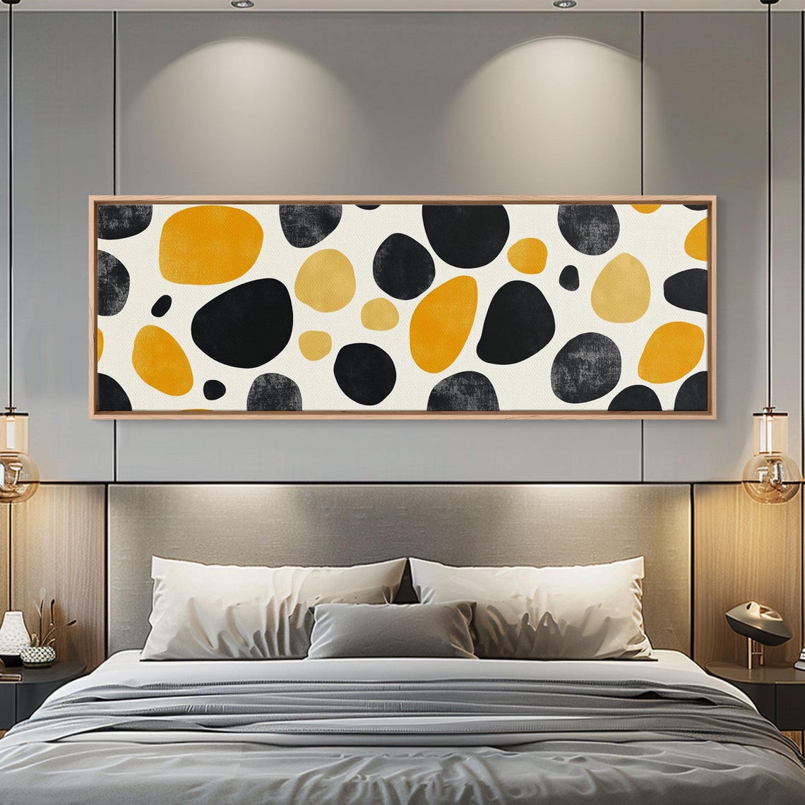 Black Mustard Yellow Organic Stones Mid Century Modern Abstract Poster - Image 5
