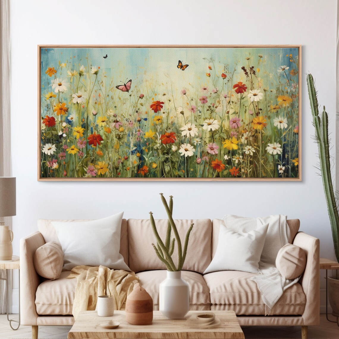 Butterfly and Wildflowers Watercolor Art Print, Minimalist - Image 3
