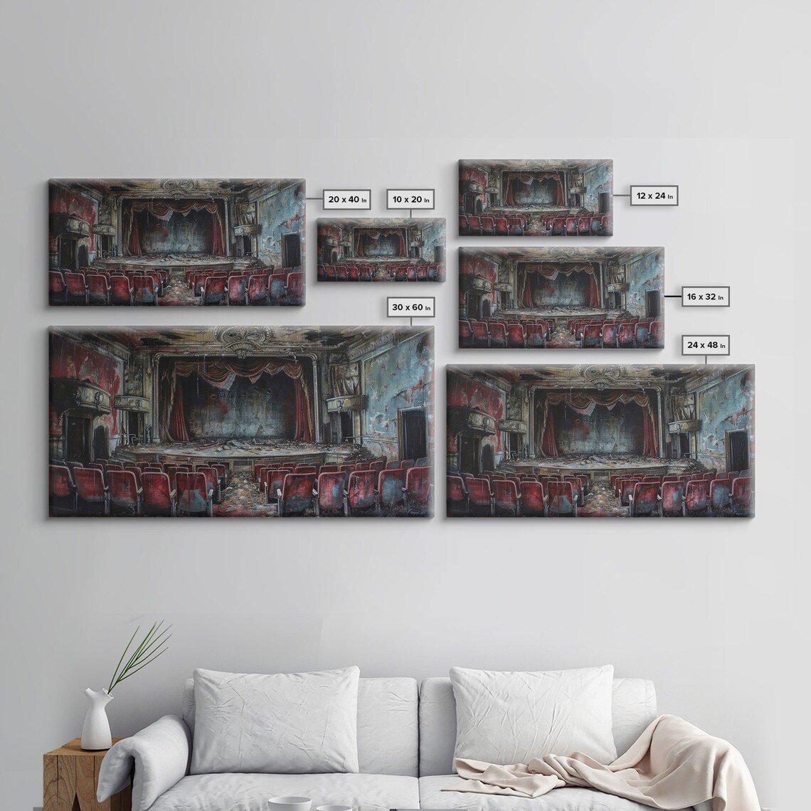 Creepy Abandoned Theater Red Seats Decaying Stage Macabre Dark Academia Print - Image 2