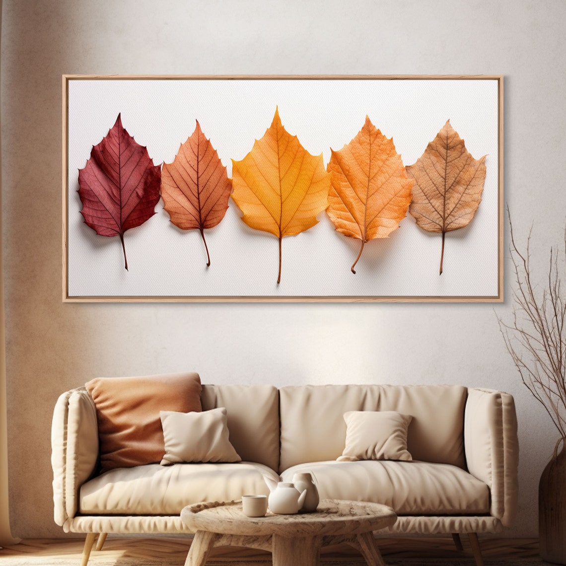 Five Autumn Leaves Color Gradient Minimalist Botanical Poster - Image 4