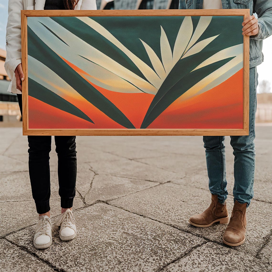 Vintage Style Art Deco Palm Leaf Framed Print Framed Art Wall Decor Palm Tree Tropical Art Mindcentury Art Deco Style - Image 5