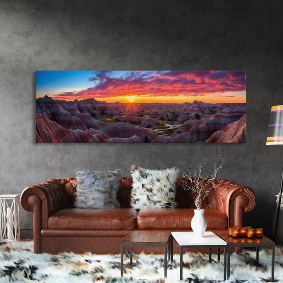 Photographic Panoramic Of Badlands National Park Sunset Photography National Park Art Framed Print Landscape Photography