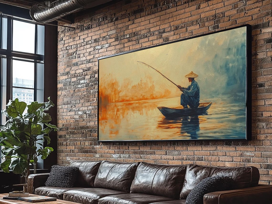 Wabi Sabi Fisherman Painting Print Fishing Wall Art Japanese Fisherman Watercolor Painting Fishing Gift Fisherman Gift Idea - Image 3