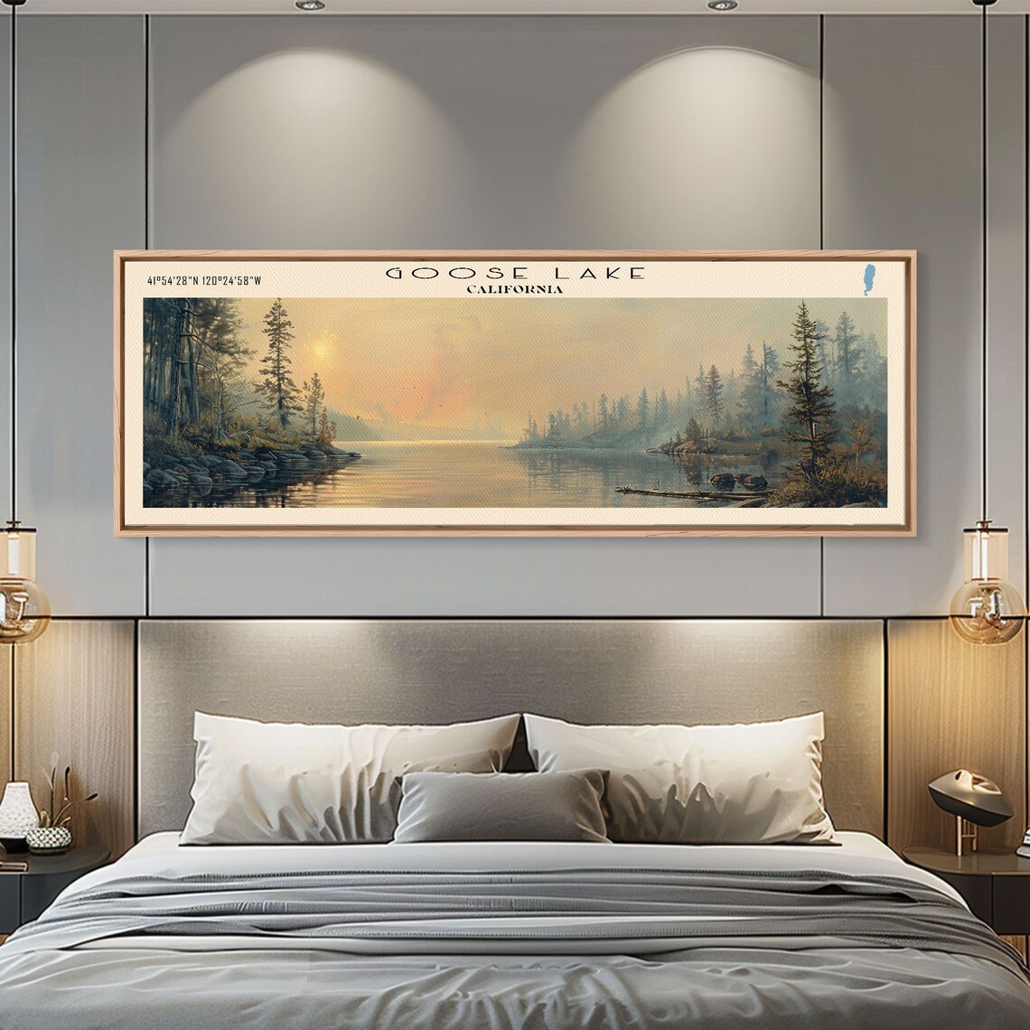 Goose Lake California Golden Sunset Glow Pine Forest Shoreline Poster - Image 3