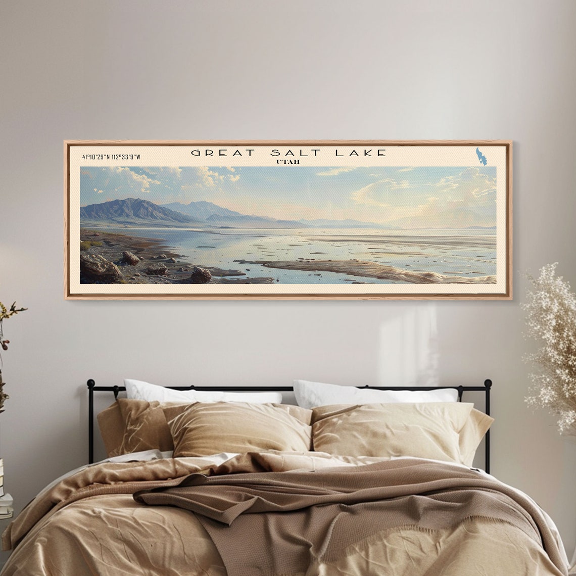 Great Salt Lake Utah Salt Flats Rocky Shore Distant Peaks Poster - Image 2