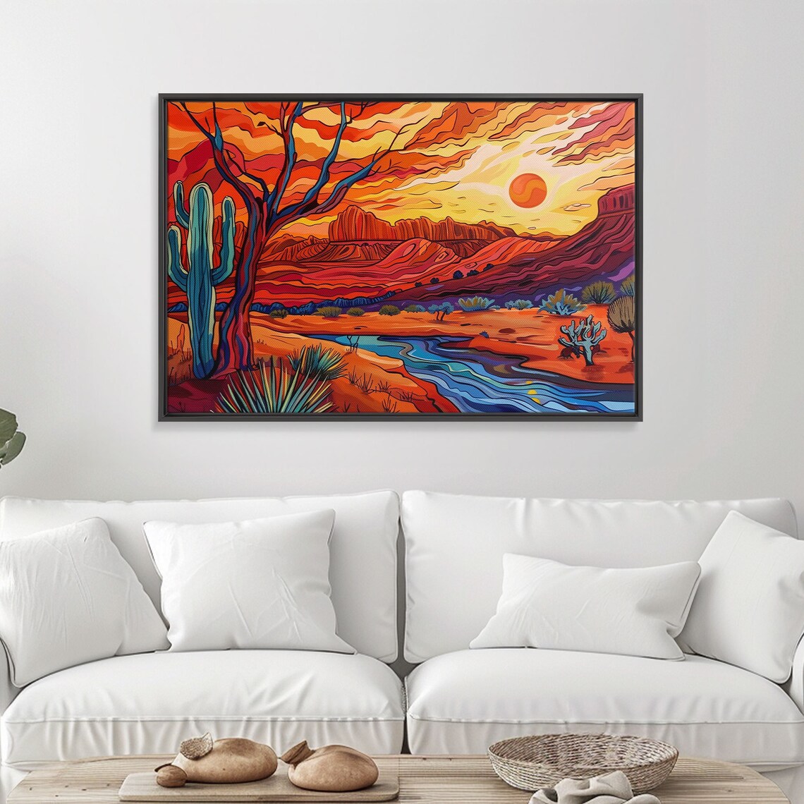 Southwest Desert Sunset Saguaro Cactus River Pop Art Travel Poster