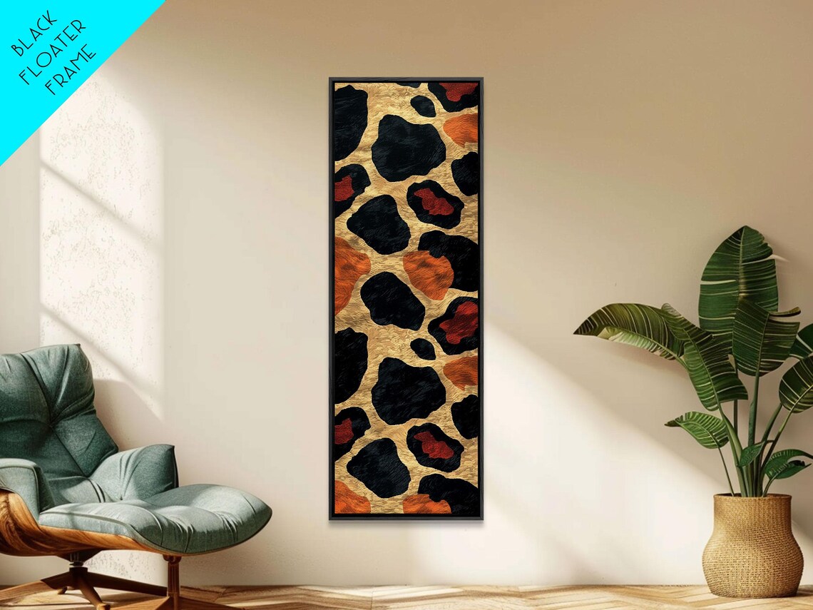 Textured Leopard Print Black Red Gold Spots Bold Animal Art Poster - Image 6