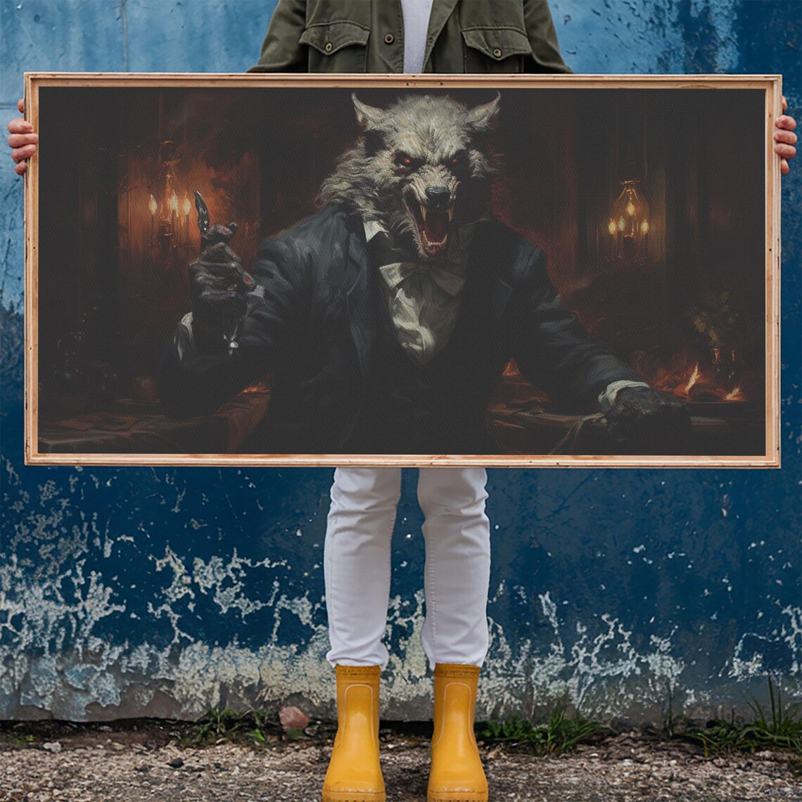 Victorian Werewolf Gentleman Portrait Dark Academia Horror Wall Art - Image 6
