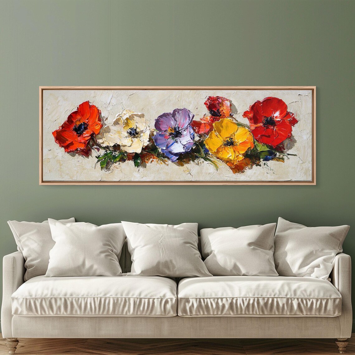 Colorful Poppy Anemone Blossoms Impasto Oil Painting Floral Art Poster - Image 4