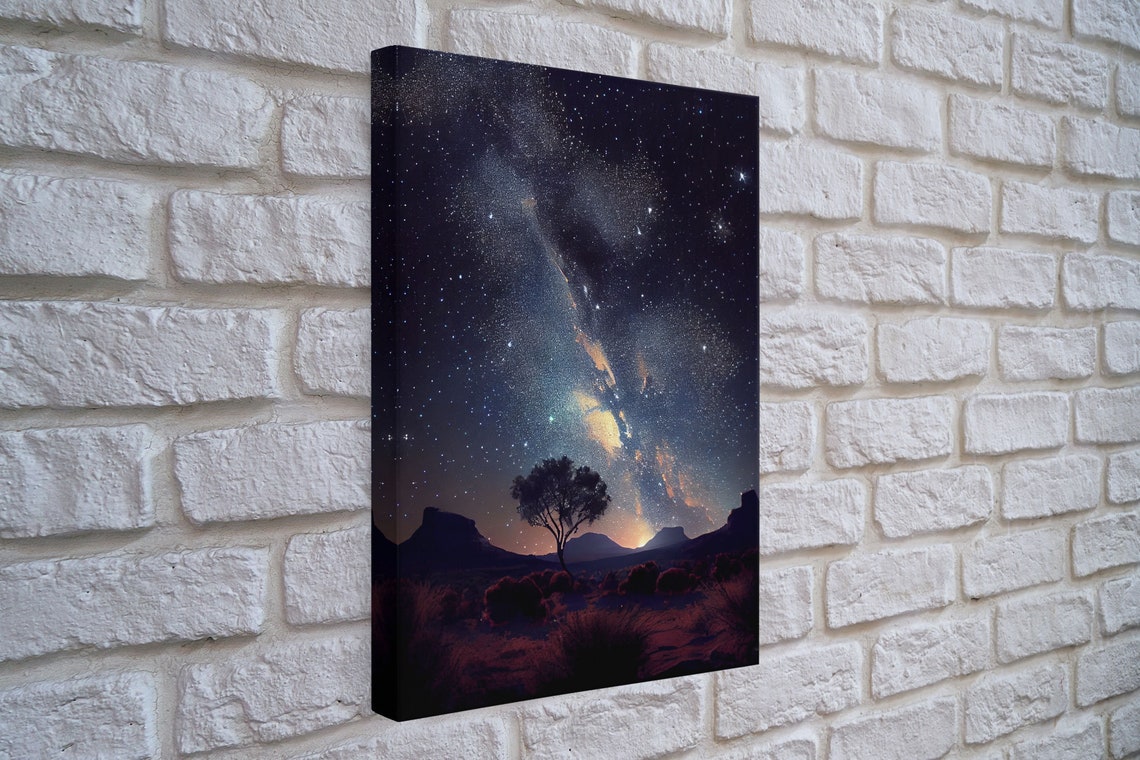 Starry Night Plains Lone Tree Milky Way Desert Dark Sky Poster - Image 4