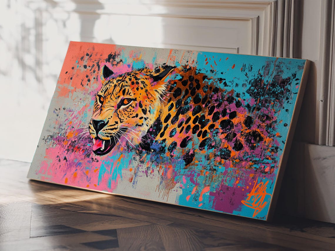 Pop Art Cheetah Colorful Paint Splash Graffiti Style Wild Cat Poster - Image 4