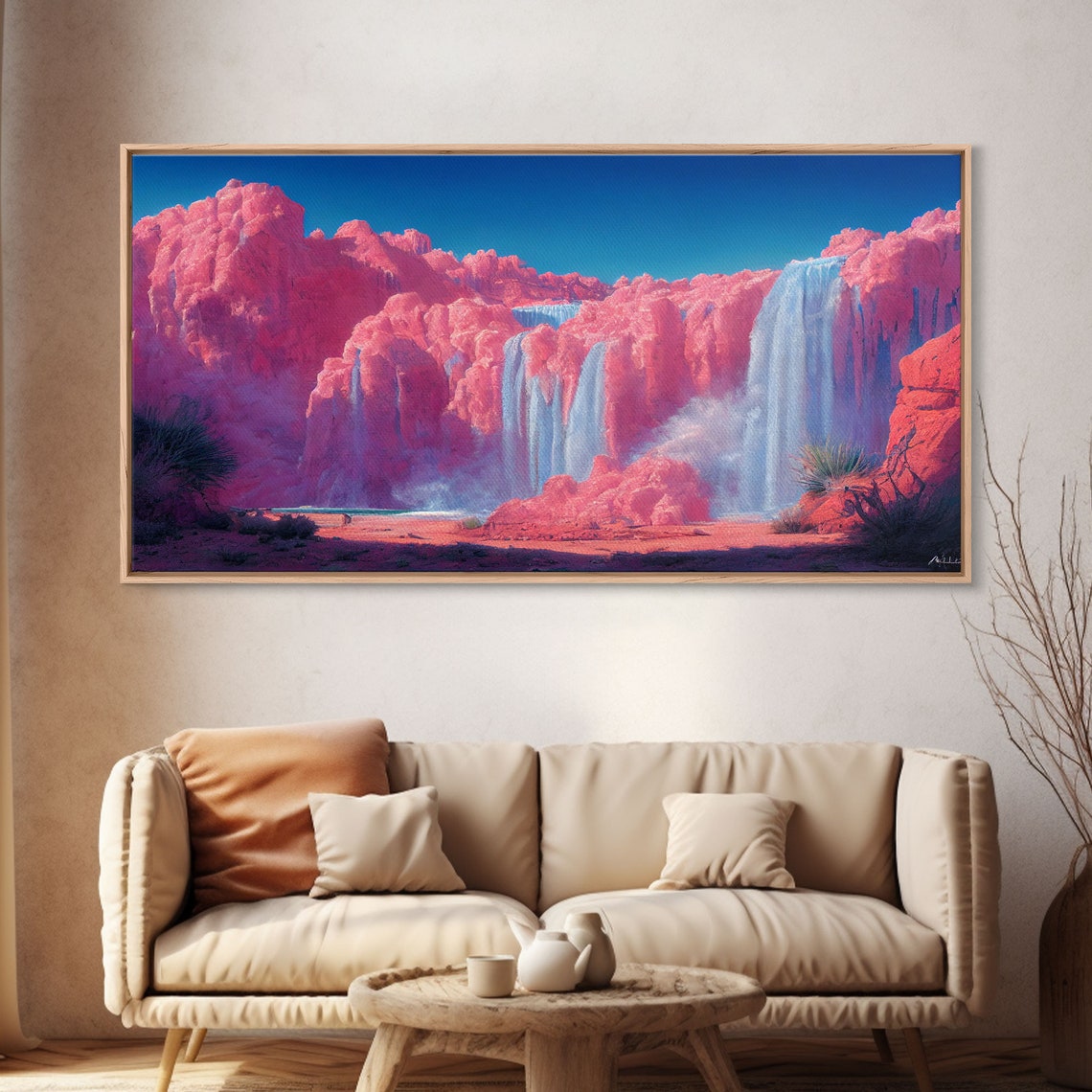 Psychedelic Pink Waterfall Art Print - Image 4