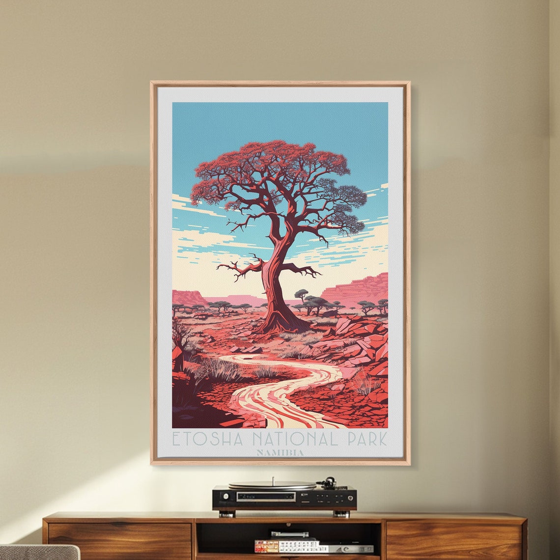 Etosha National Park Namibia Mopane Tree Dry Riverbed Travel Poster - Image 5