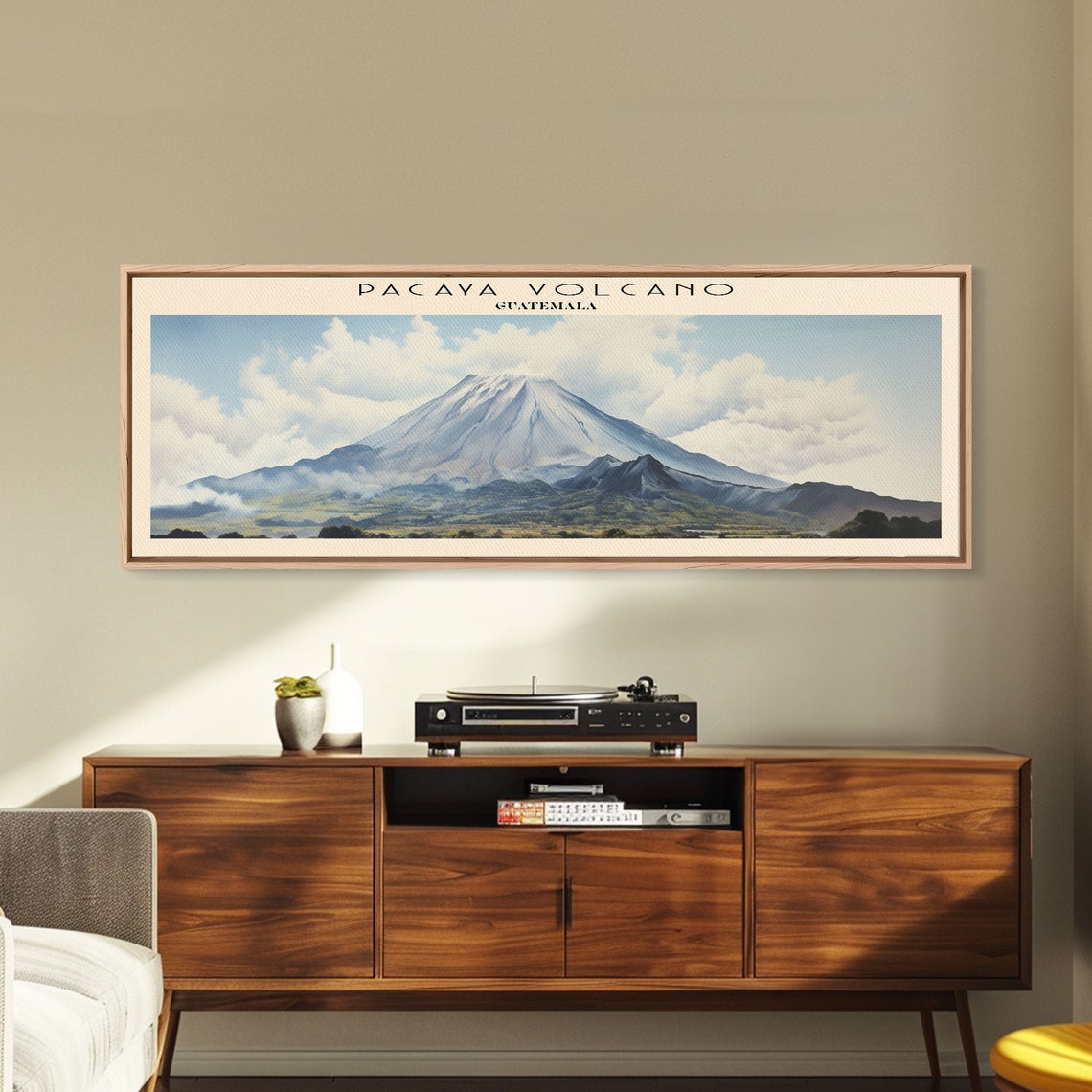Pacaya Volcano Guatemala Snow Capped Peak Clouds Vintage Travel Poster - Image 3