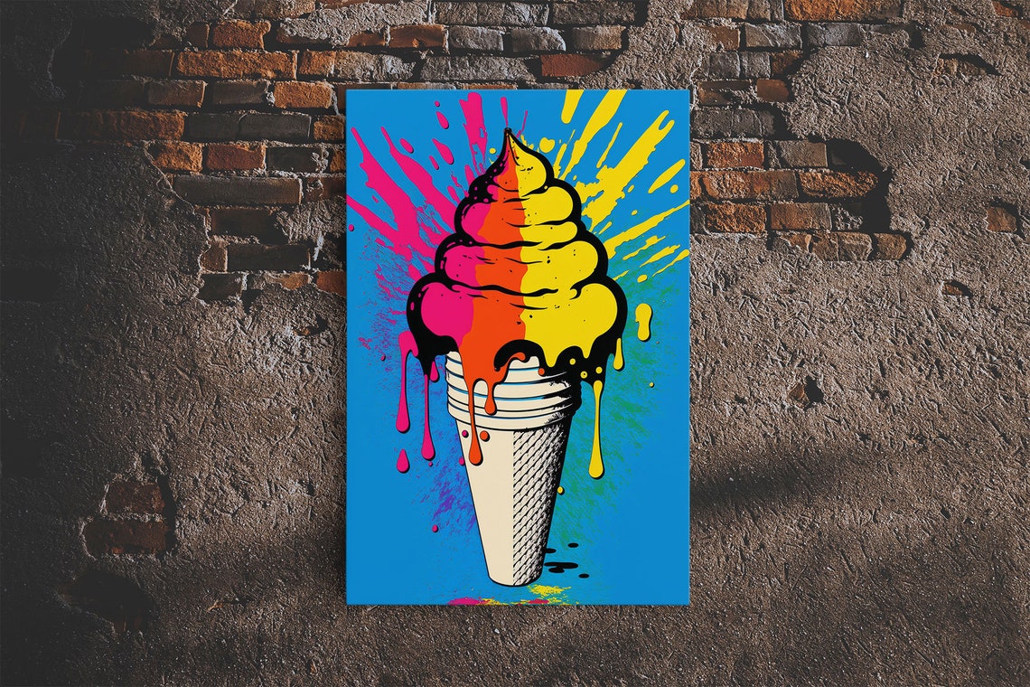Pop Art Graffiti Ice Cream Framed Print Unique Colorful Wall Art Paint Splatter Graffiti Art Large Wall Art Home Decor - Image 6