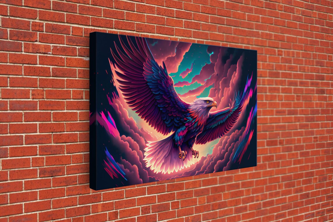 Bald Eagle Vaporwave Art Print, Bioluminescent - Image 3