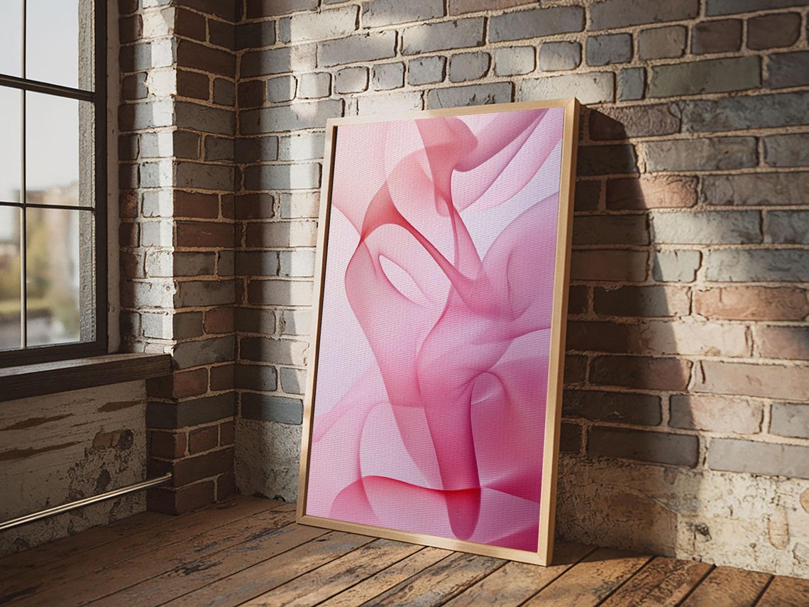 Soft Pink Abstract Flowing Lines Minimalist Modern Art Print