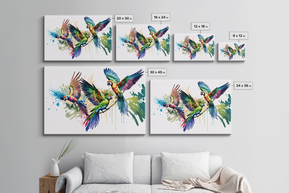 Birds Of Paradise 3 Watercolor Parrots, Boho Art Print - Image 2