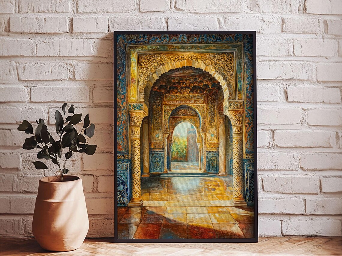 Moroccan Scene Art Print, Arabic-Inspired Poster