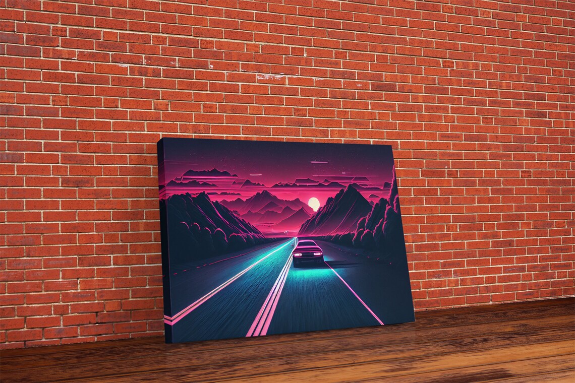 Midnight Drive Synthwave Retro 80s Poster Print