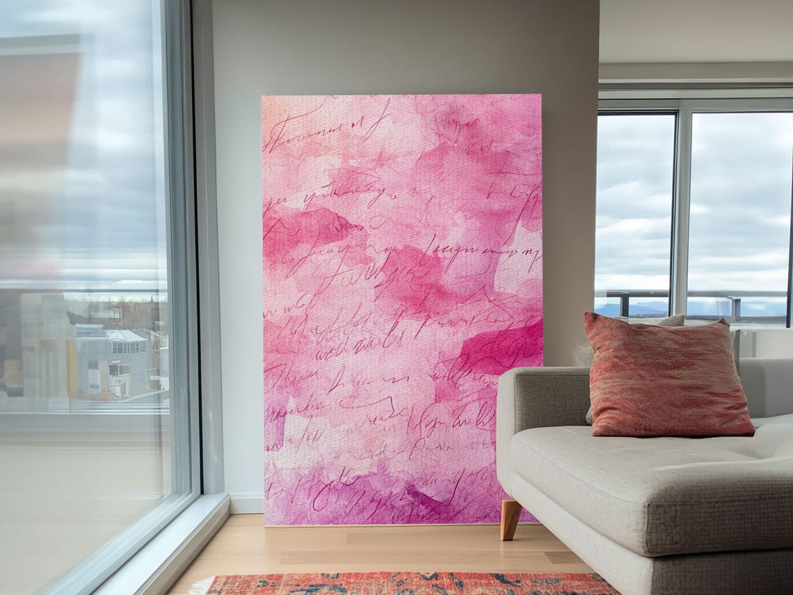 Pink Calligraphy Abstract Watercolor Romantic Script Love Wall Poster - Image 6
