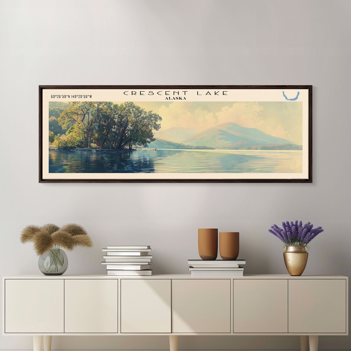 Crescent Lake Alaska Lush Island Point Calm Teal Water Travel Poster - Image 5