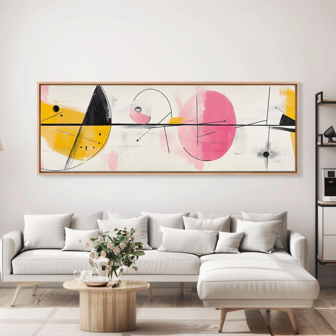 Pink Yellow Sun Abstract Line Art Modern Minimalist Wall Art Poster - Image 2