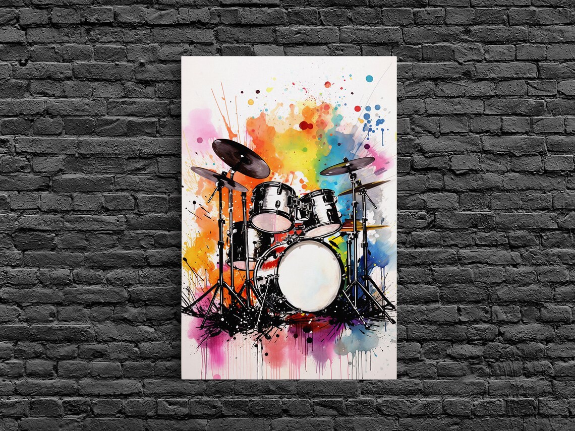 Drum Set Art Print, Music Studio Wall Decor Gift - Image 3