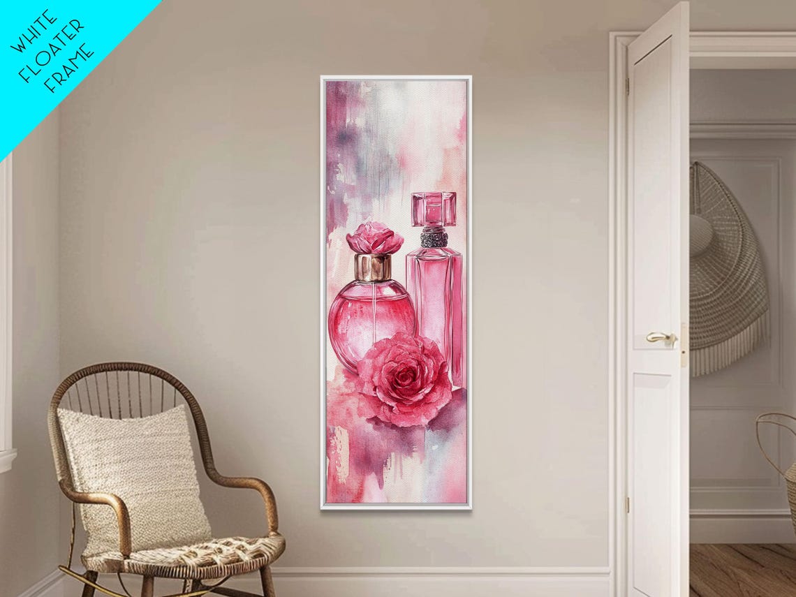 Pink Perfume Bottles Rose Watercolor Romantic Vanity Art Poster - Image 6