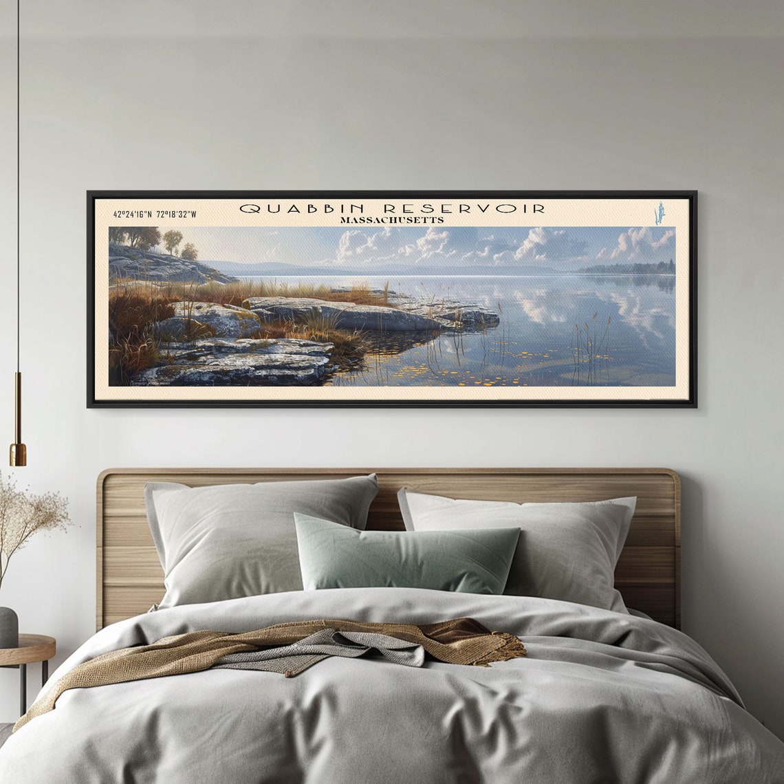 Quabbin Reservoir Massachusetts Rocky Shore Mirror Water Travel Poster - Image 4