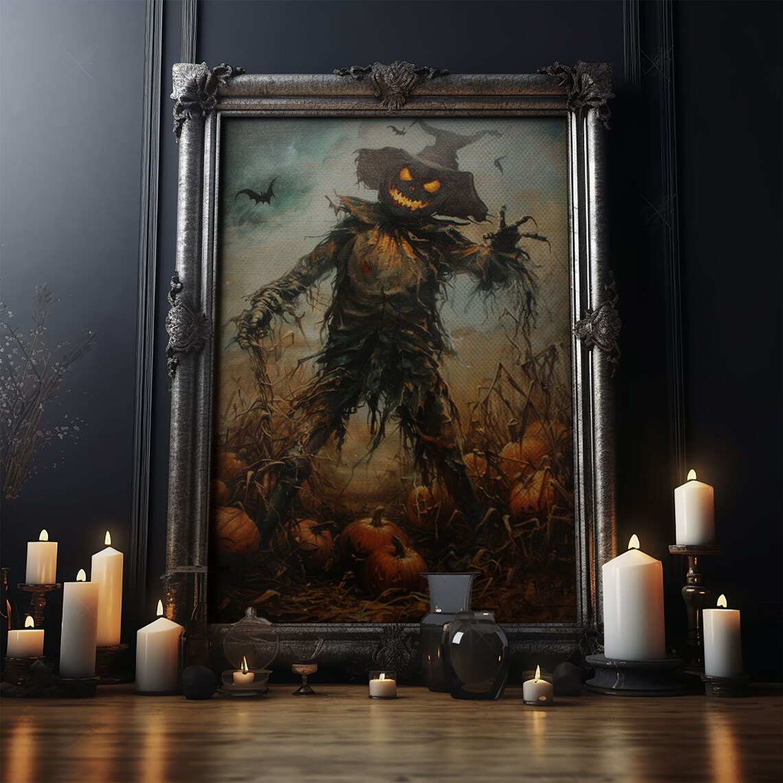 Sinister Pumpkin Head Scarecrow In Harvest Patch Halloween Night Poster - Image 5