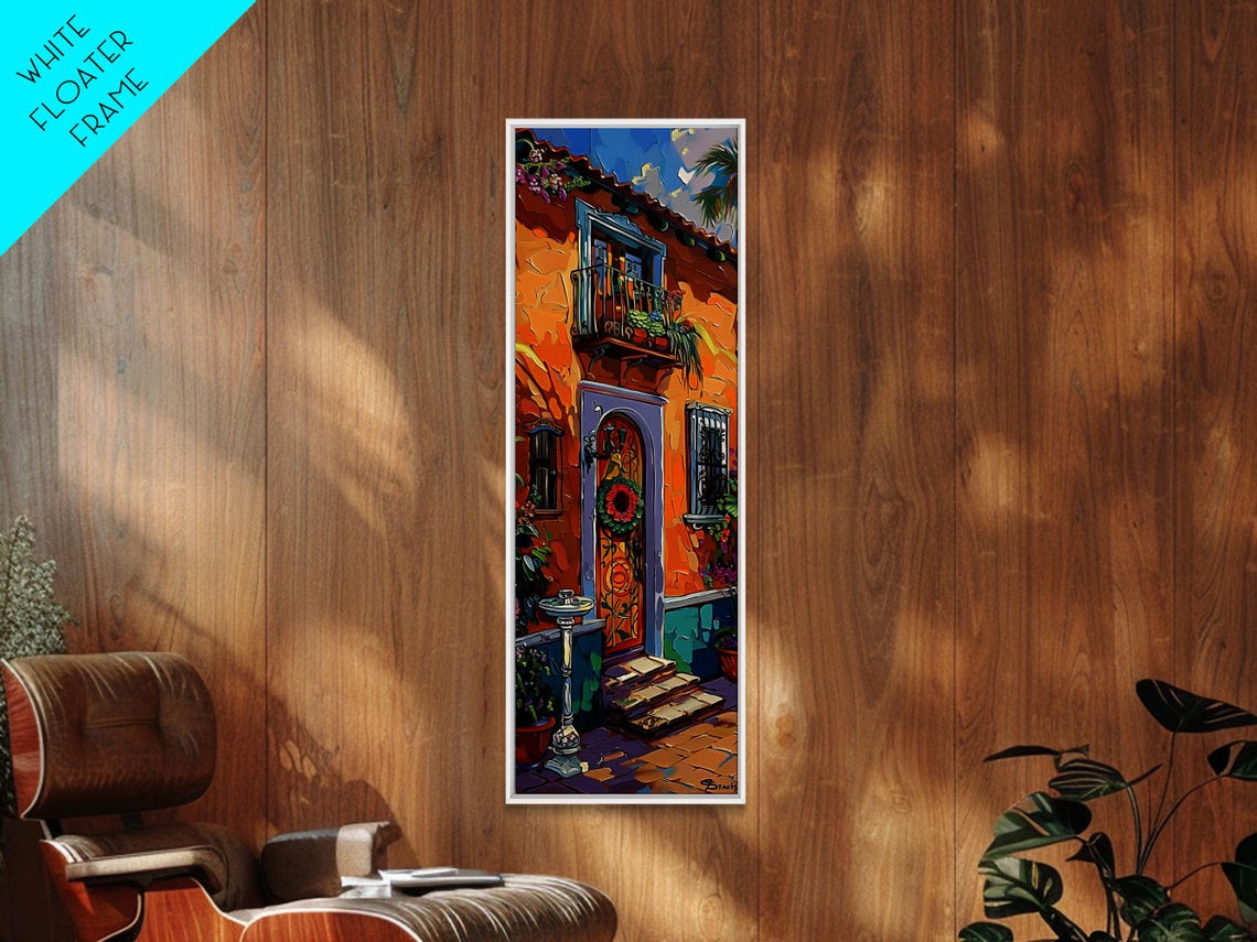 Spanish Colonial Facade Balcony Blue Door Old Town Architecture Poster - Image 3