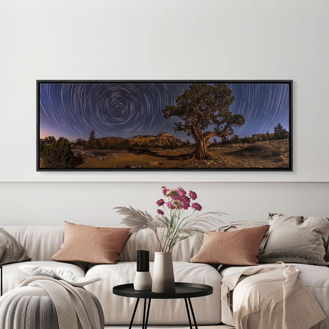 Star Trails Spiral Over Desert Tree Night Sky Long Exposure Poster - Image 3
