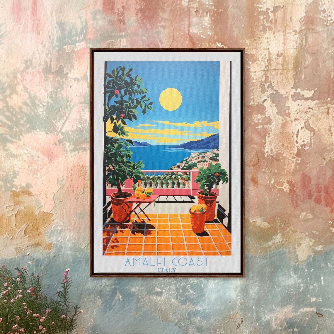 Amalfi Coast Italy Sunlit Lemon Terrace Sea View Travel Poster - Image 4