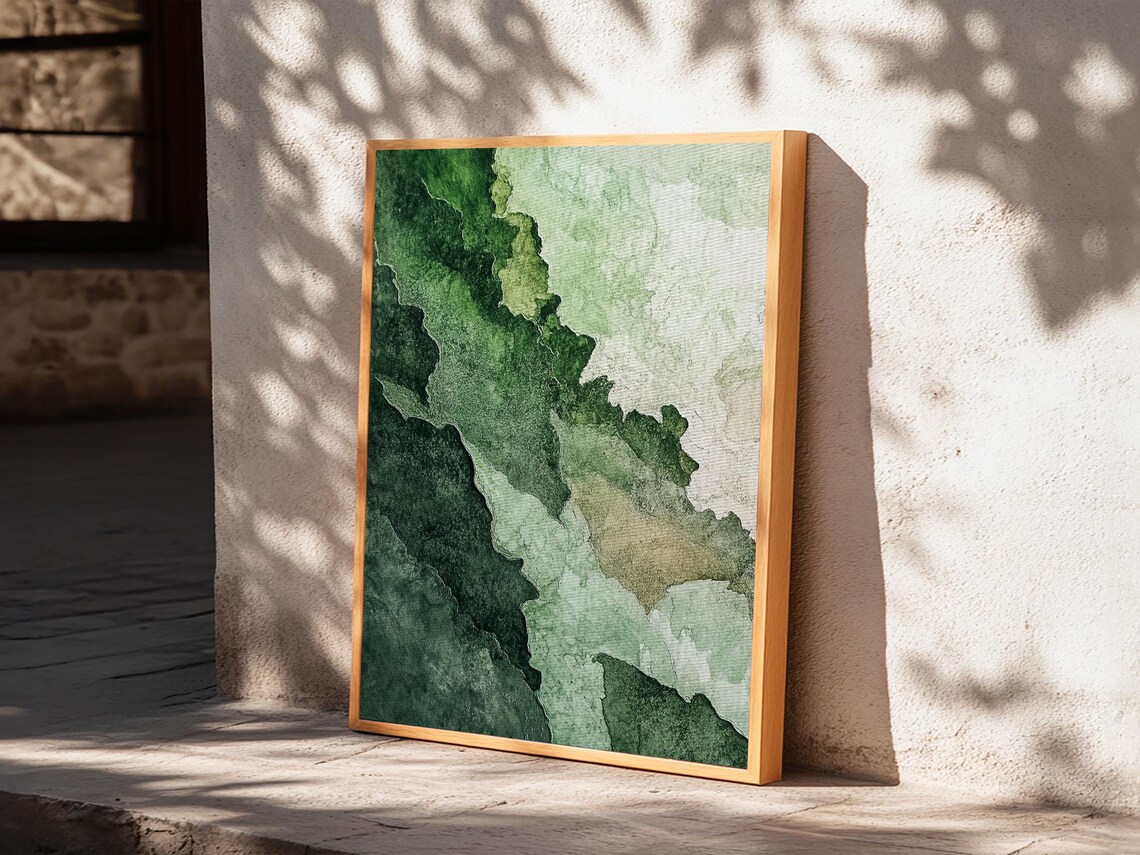 Sage Green Watercolor Wash Minimalist Abstract Nature Wall Art Poster - Image 5