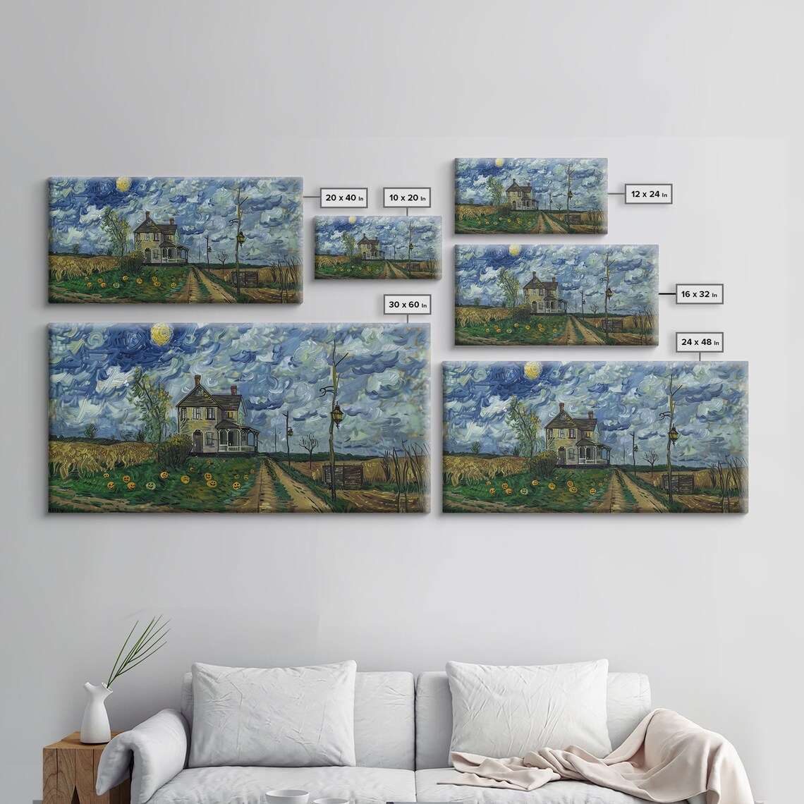Haunted Countryside, Spooky Starry Night Inspired Art Print - Image 2