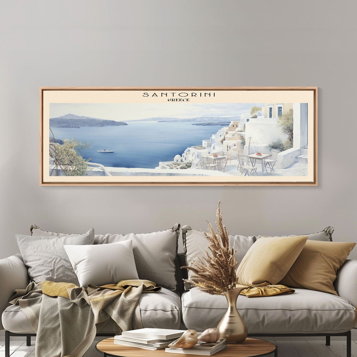 Santorini Greece White Village Caldera Sea View Panoramic Poster - Image 6