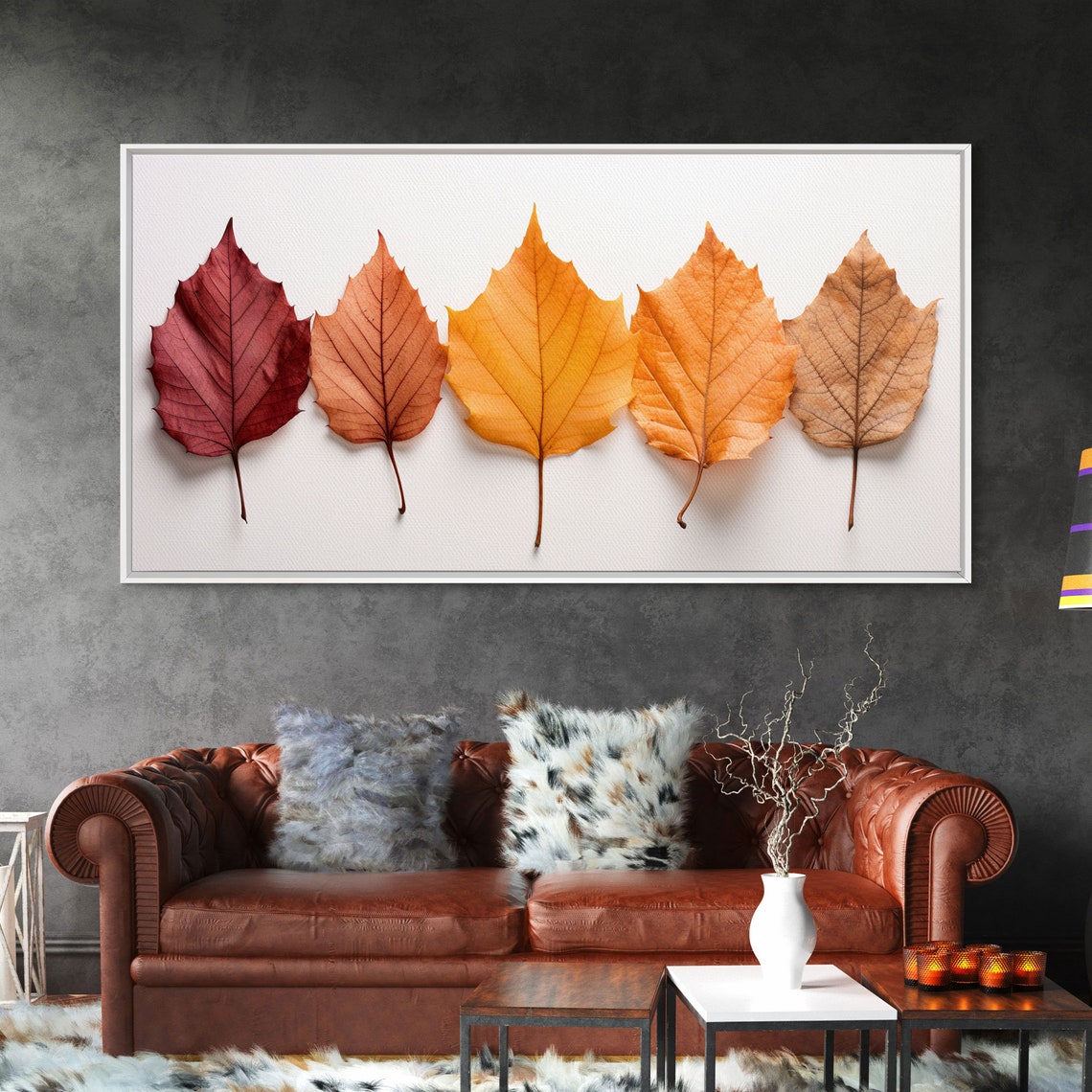 Five Autumn Leaves Color Gradient Minimalist Botanical Poster - Image 6
