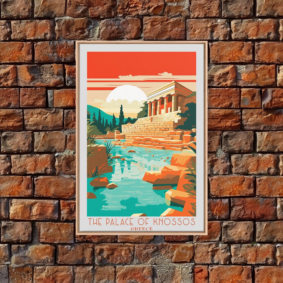 The Palace Of Knossos Greece Minoan Ruins Sunset Pool Retro Art Poster - Image 5