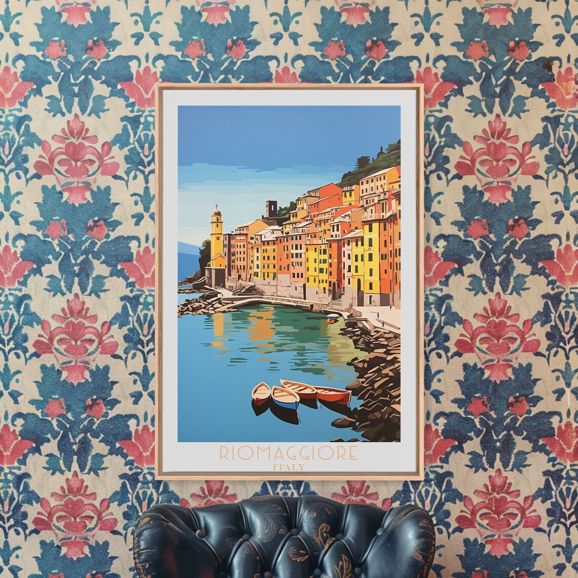 Riomaggiore Italy Colorful Harbor Houses Boats Sea View Travel Poster - Image 5